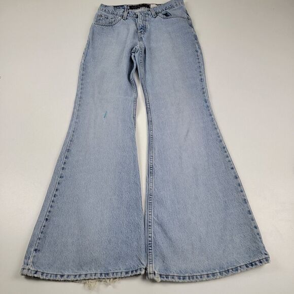Vintage 90s Levi’s Silver Tab Bellbottom Flare Light Wash Jeans Sz 5 (27x30.5) - Picture 1 of 15